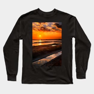 Angelochori lagoon sunset Long Sleeve T-Shirt